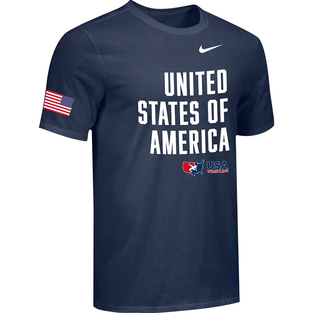 Nike Men's USA Wrestling United States of America Dri-FIT Cotton Tee